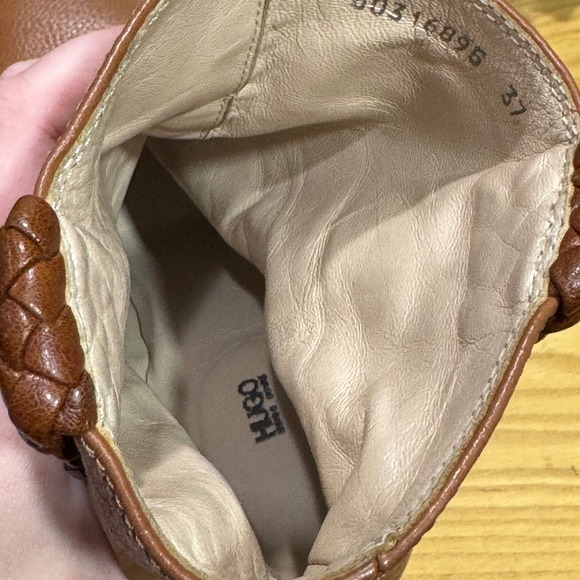 Hugo Boss Brown Leather Block Heel Ankle Boots Made in Italy Size 37/ US 7 - Picture 10 of 13